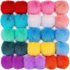 5pcs Faux Fur Pom Pom Balls Key Chains Scarves Gloves