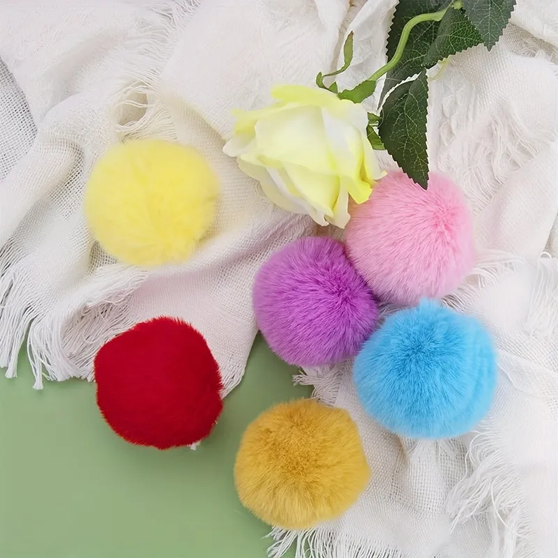 5pcs Faux Fur Pom Pom Balls Key Chains Scarves Gloves