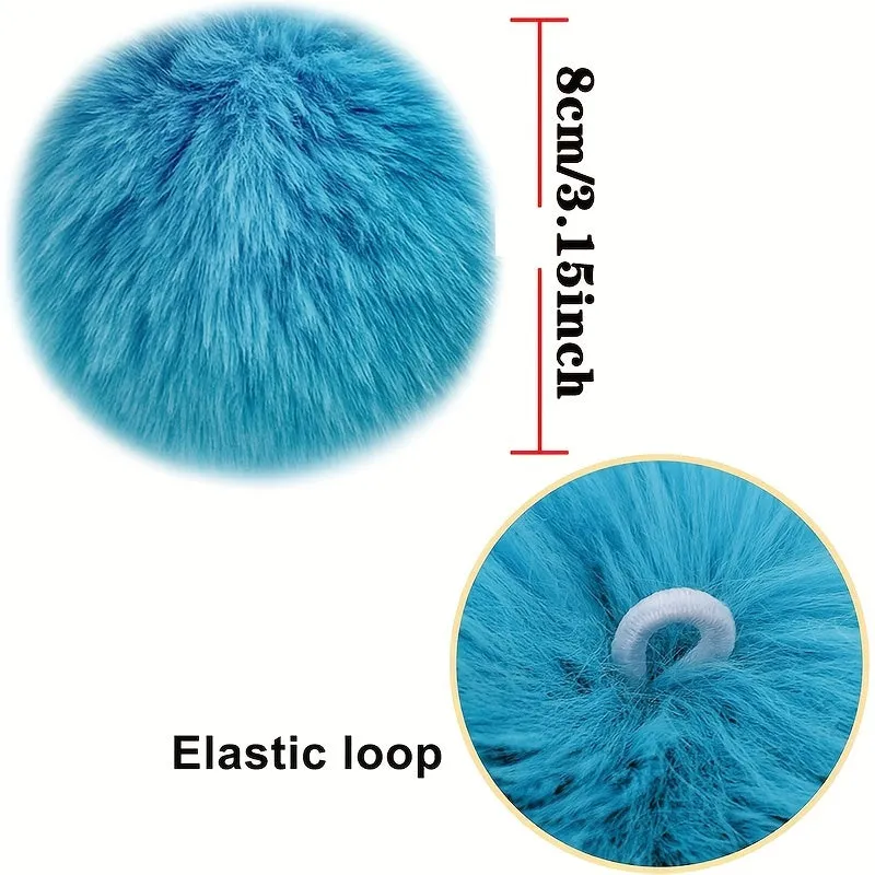 5pcs Faux Fur Pom Pom Balls Key Chains Scarves Gloves