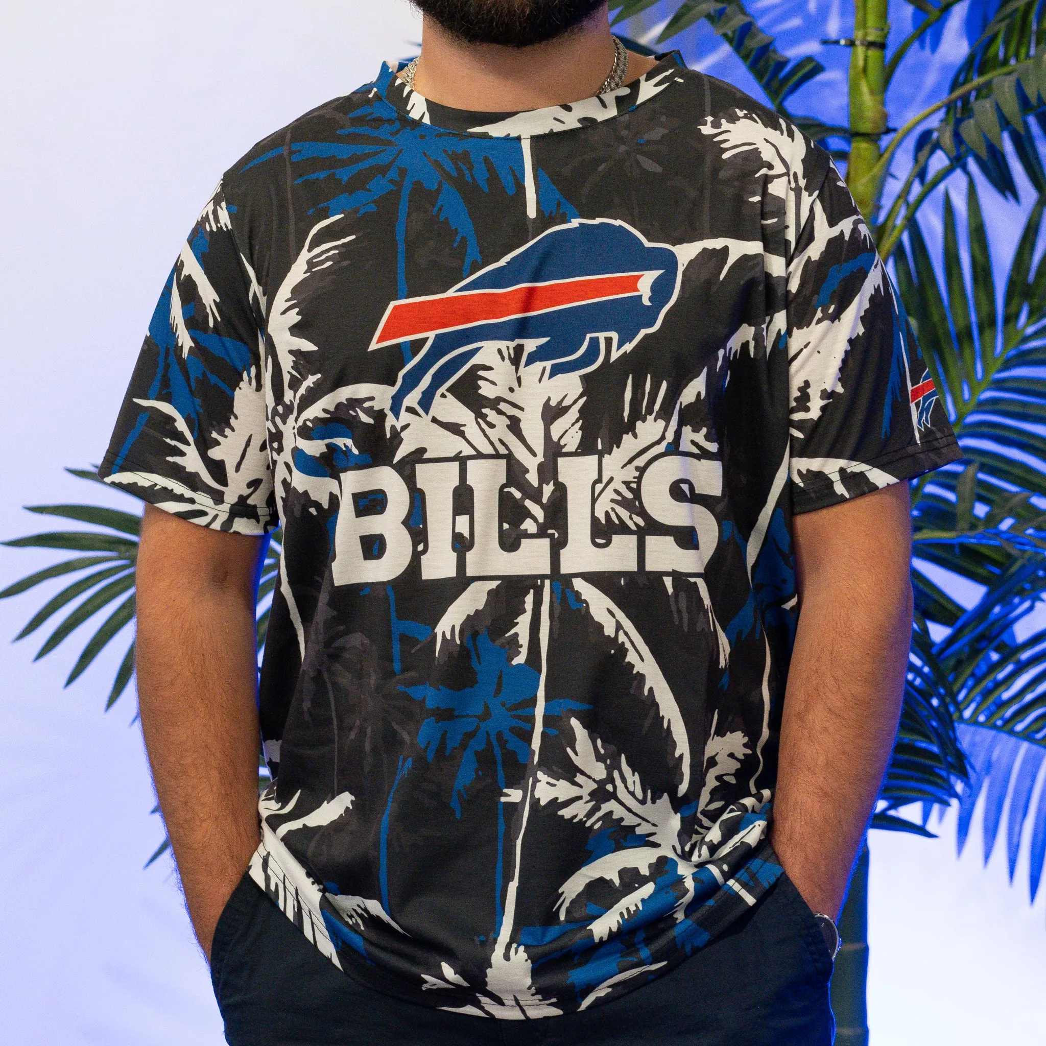 Buffalo Bills Floral Palm Rash Guard Short Sleeve Shirt