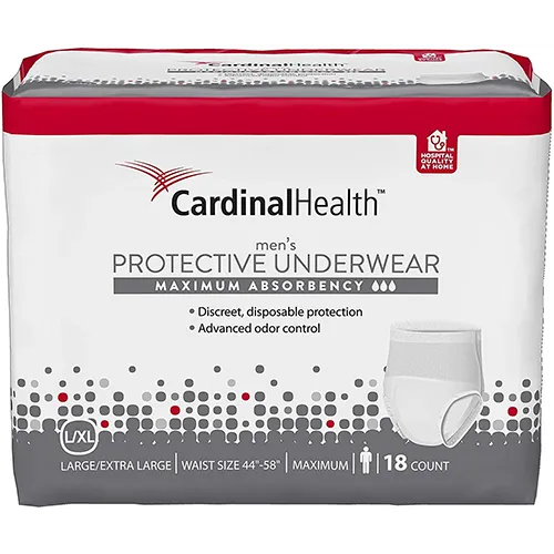 Cardinal Maximum Absorbency Protective Underwear for Men, Large/X-Large Fits 45 - 58" Waist, 18 Count