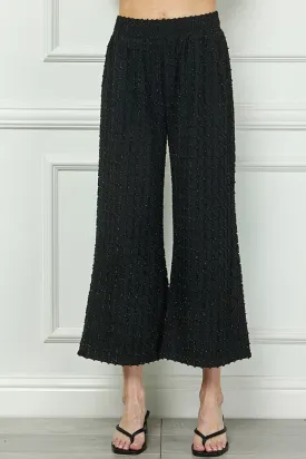 Glitter Textured Detail Cropped Pants