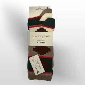 House of Tweed Pure Luxury Mens Bamboo Socks | Khaki 3 Pairs