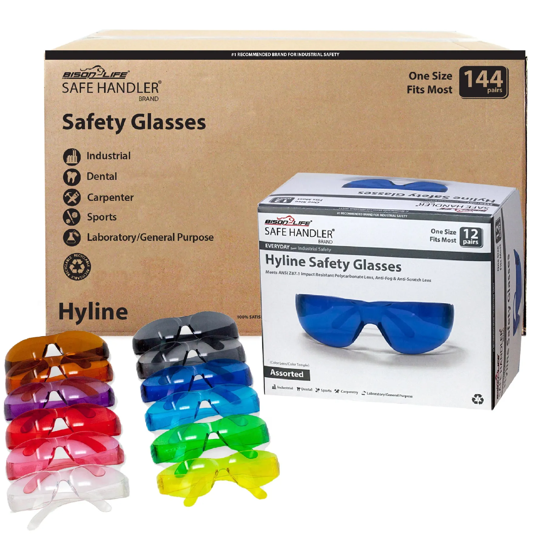 Hyline Anti Fog & Anti-Scratch Safety Glasses, Impact resistant