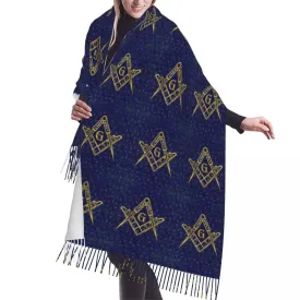 Master Mason Blue Lodge Scarf - Blue & Yellow Printed Design