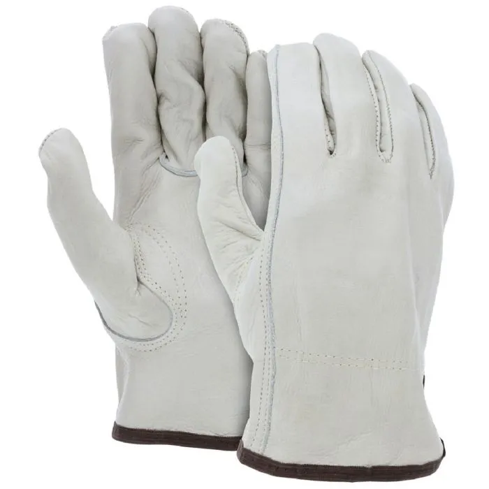 MCR Safety 3211IN Select Grade Cow Grain Leather, Drivers Work Gloves, Beige, Box of 12 Pairs