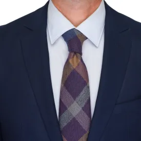 Purple Madras Virgin Wool Tie