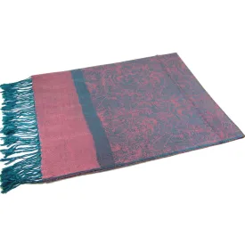 Rose Teal Paisley Pashmina Scarves