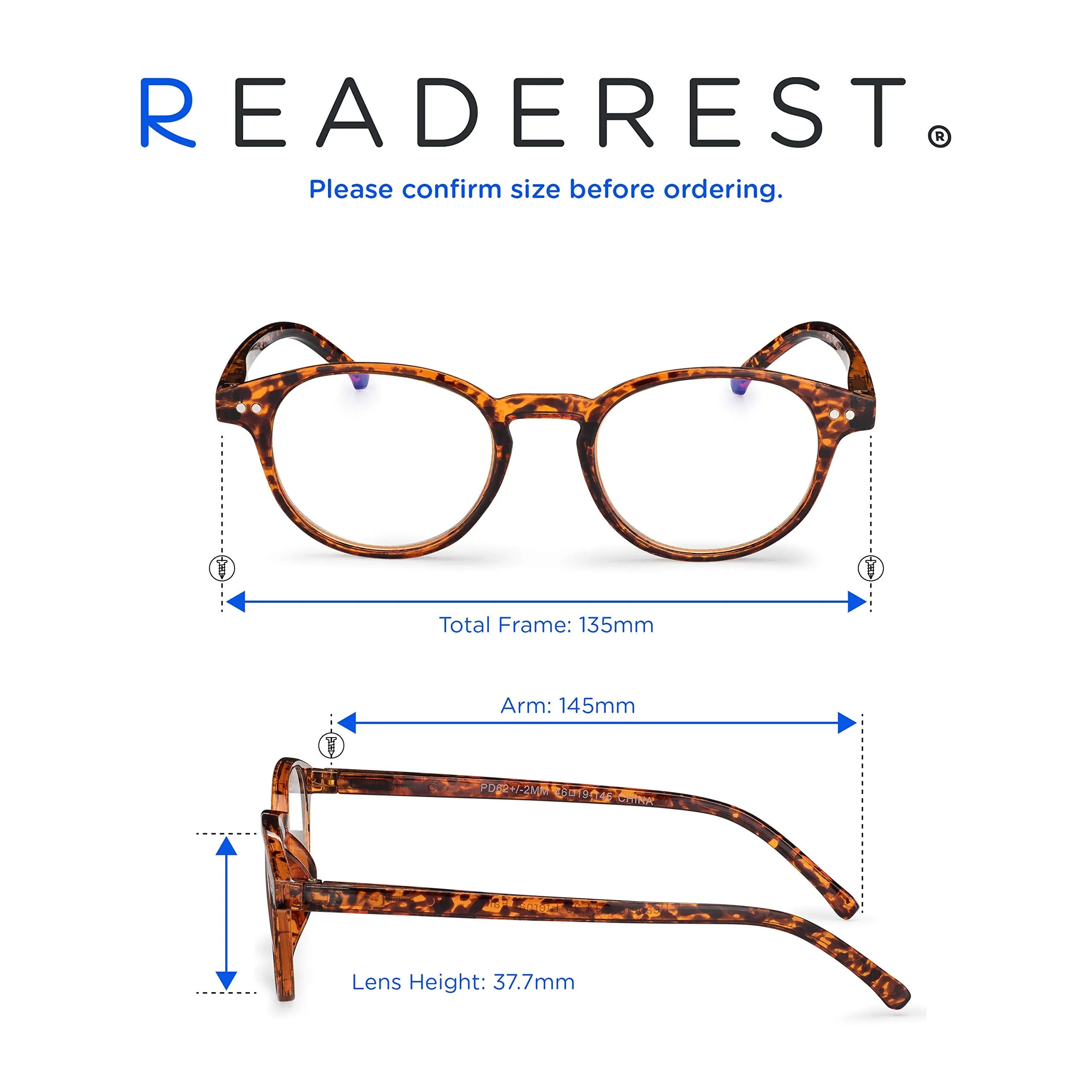 Round-Blue-Light-Blocking-Reading-Glasses-Tortoise-0-25-Magnification-Computer-Glasses